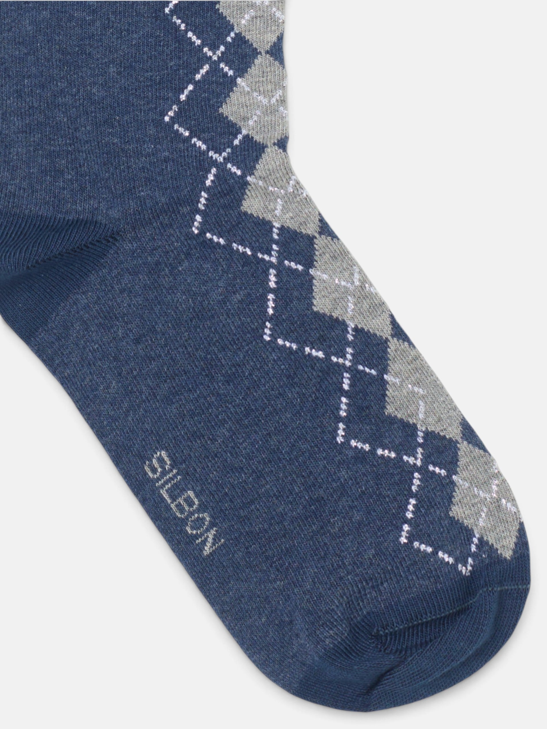 Calcetin rombos azul y gris