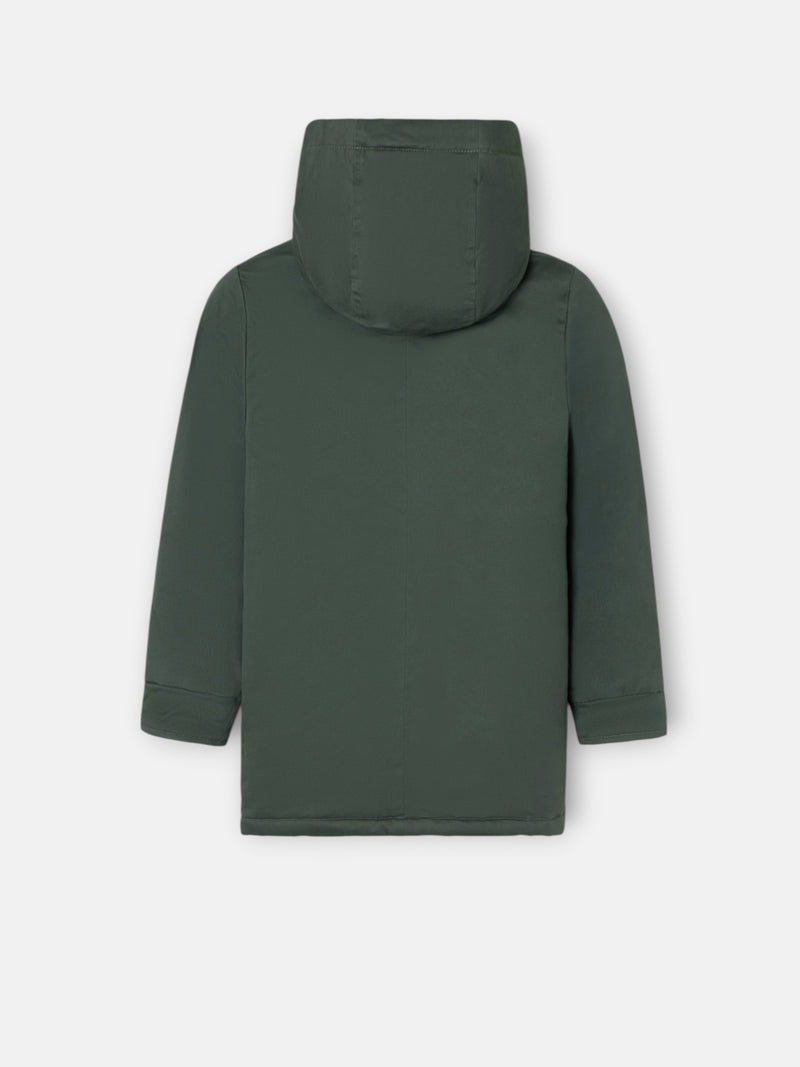 Abrigo kids capucha bolsillos verde
