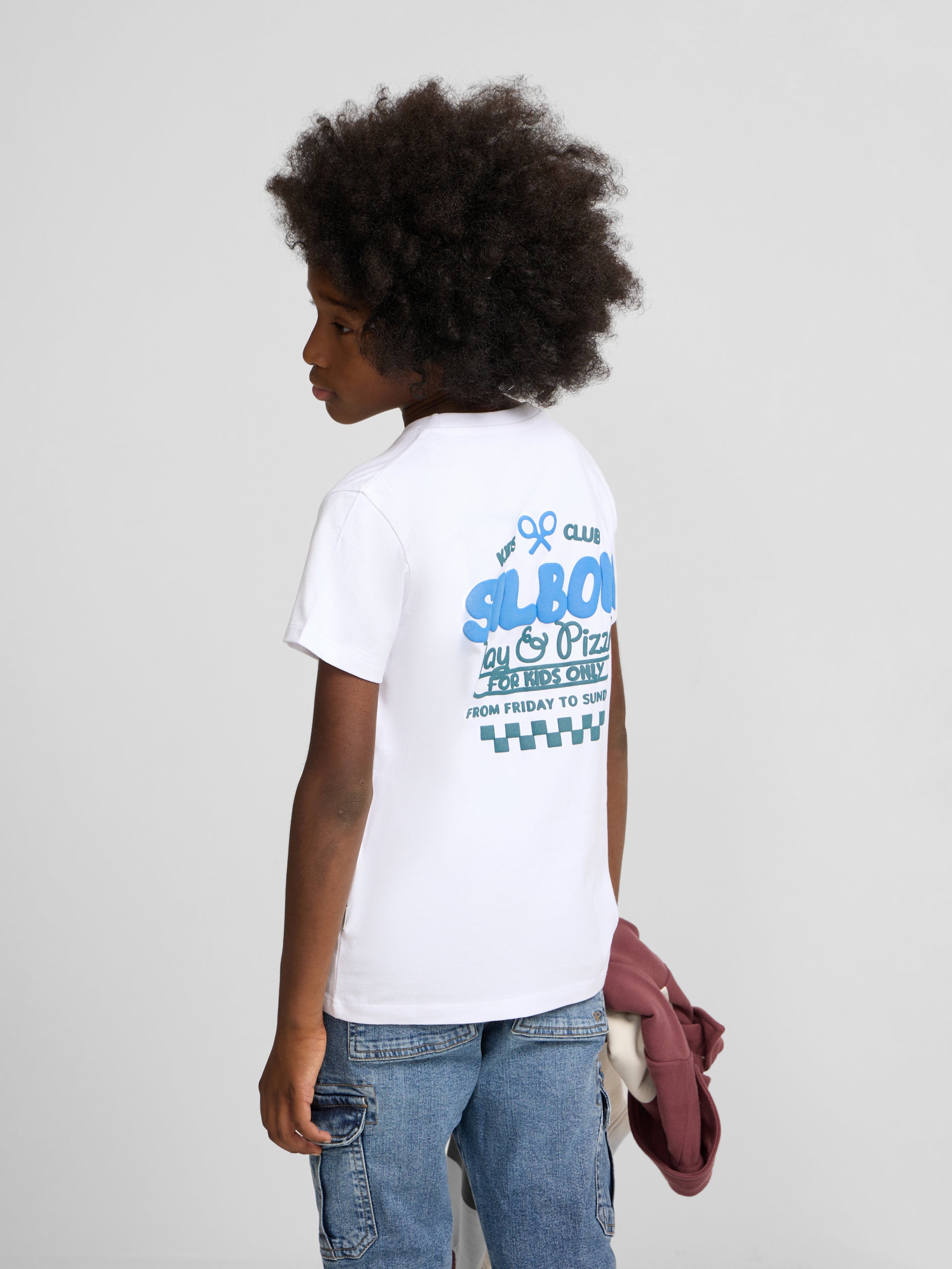 Camiseta kids play y pizza blanca