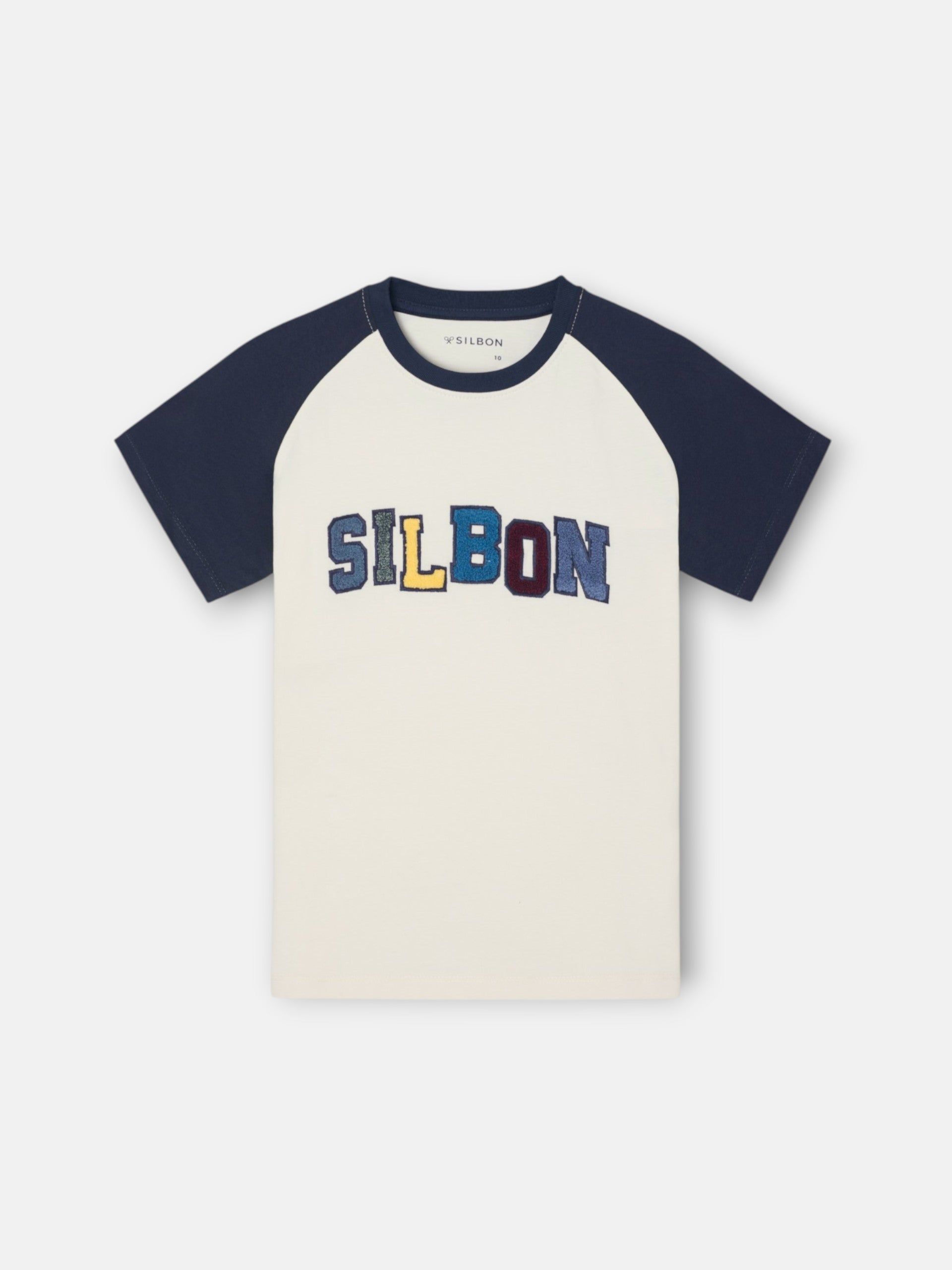 Camiseta kids ranglan varsity azul marino