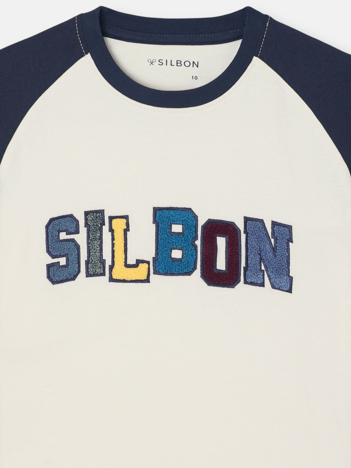 Camiseta kids ranglan varsity azul marino