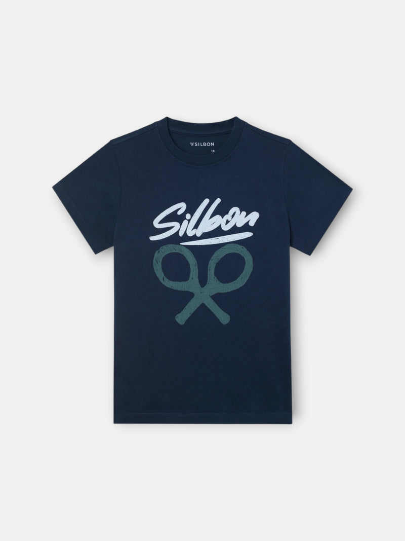 Camiseta kids silbon dibujo azul marino