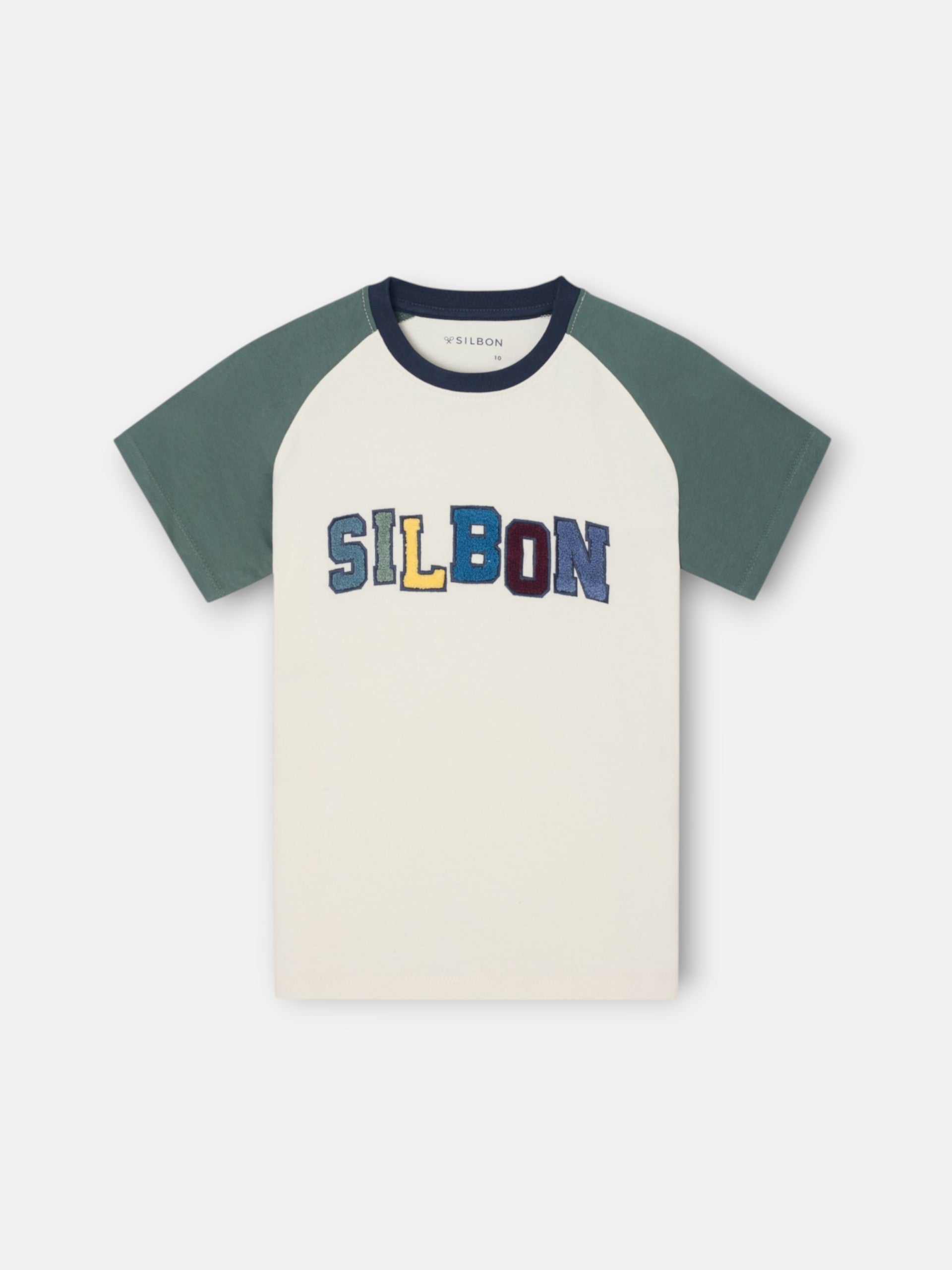 Camiseta kids ranglan varsity verde oscuro