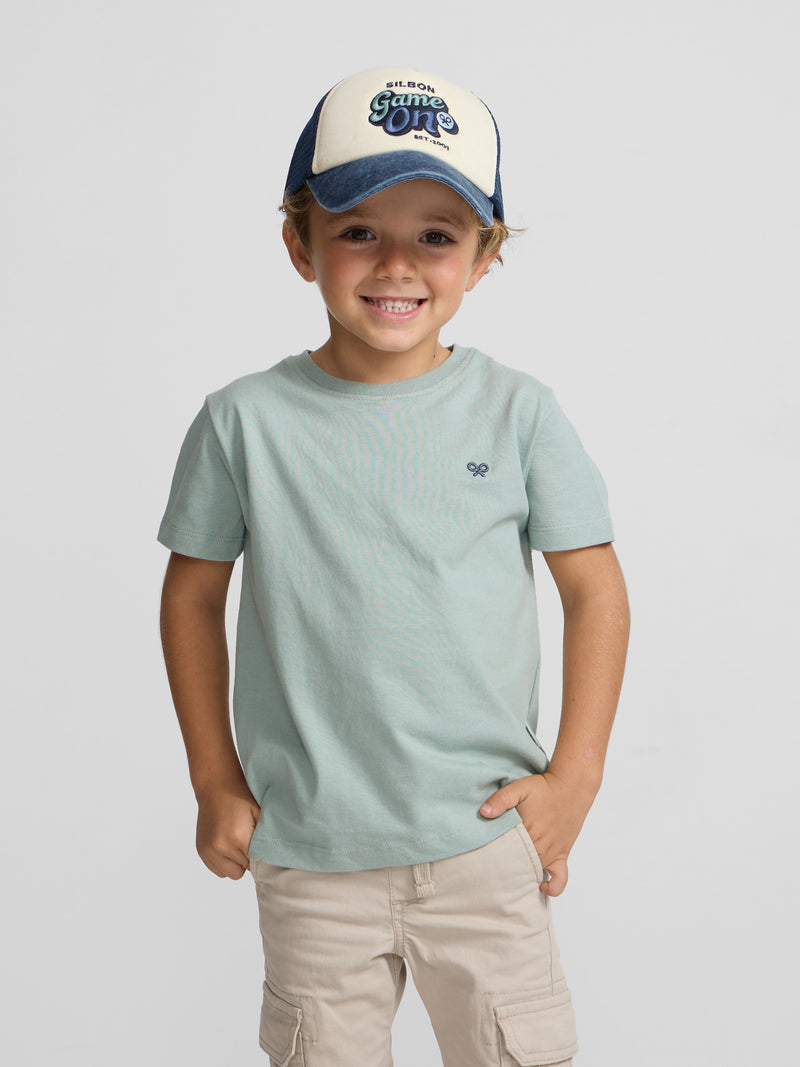 Camiseta kids play y pizza verde
