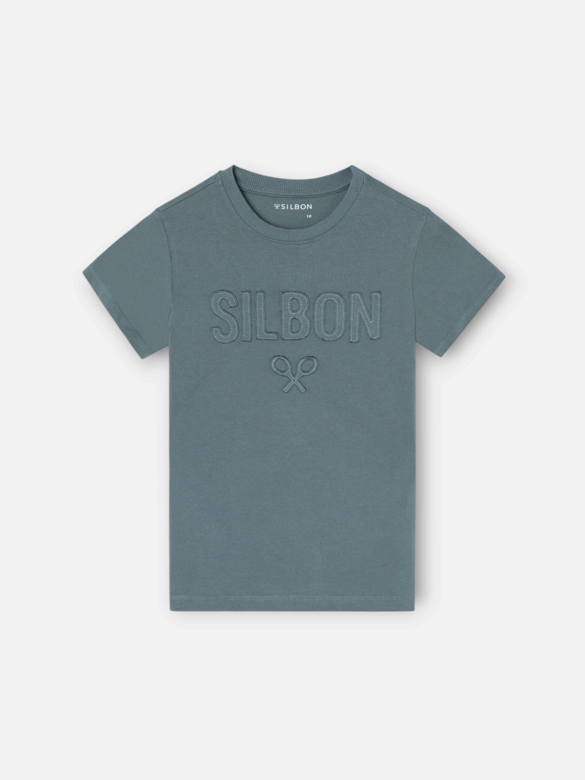 Camiseta kids silbon patch tono verde oscuro