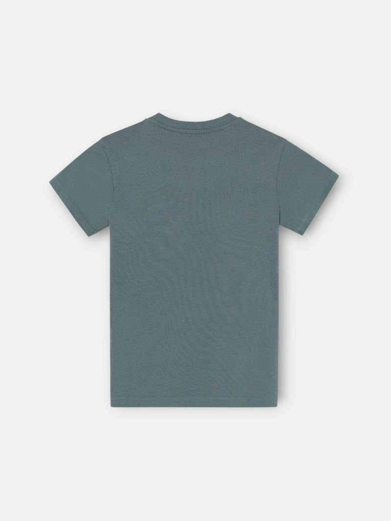 Camiseta kids silbon patch tono verde oscuro