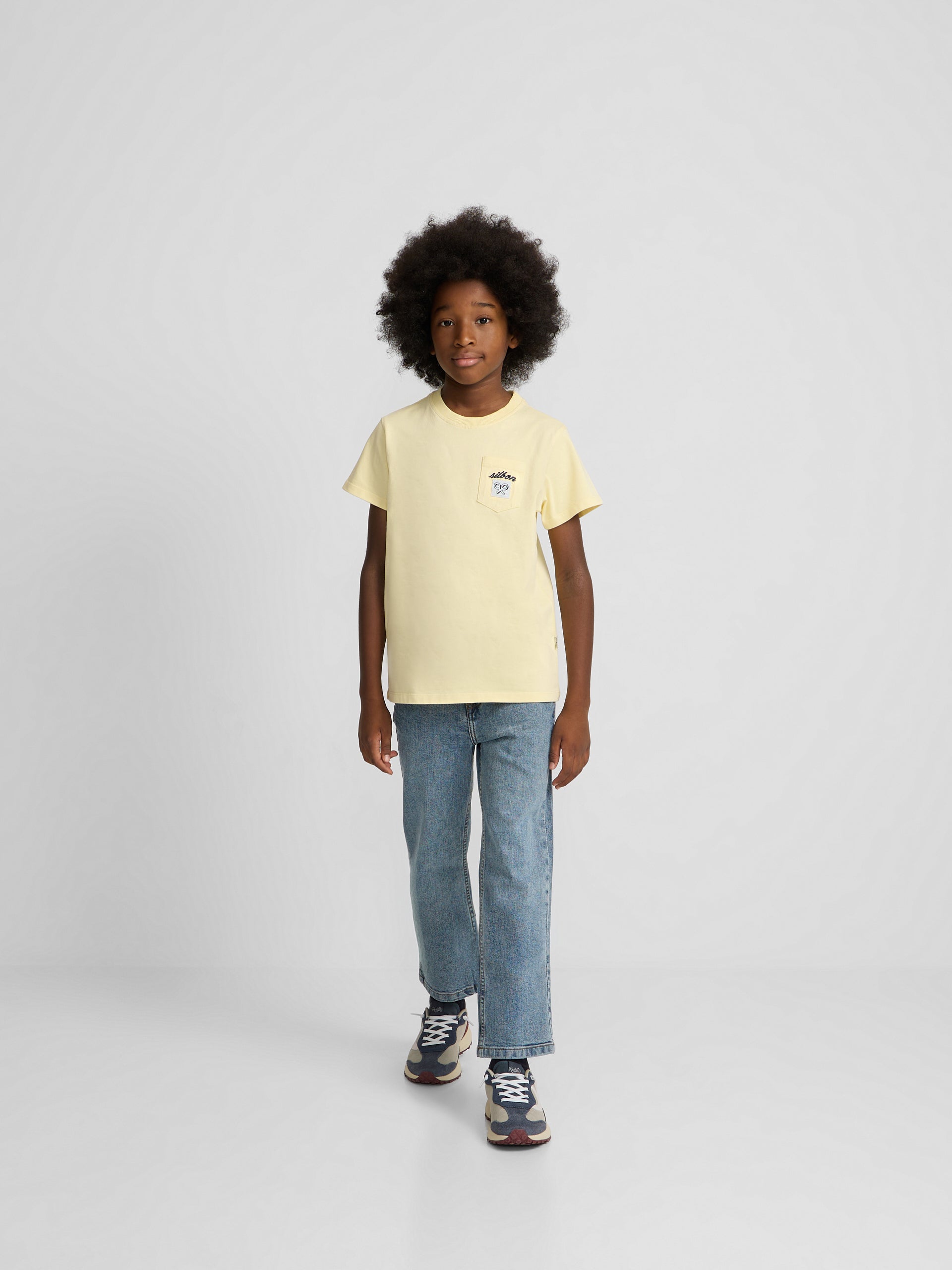 T-shirt enfant poche étiquette jaune