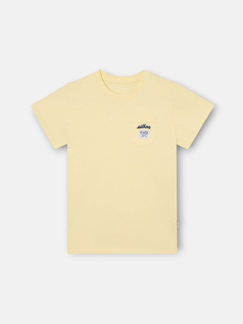 T-shirt enfant poche étiquette jaune