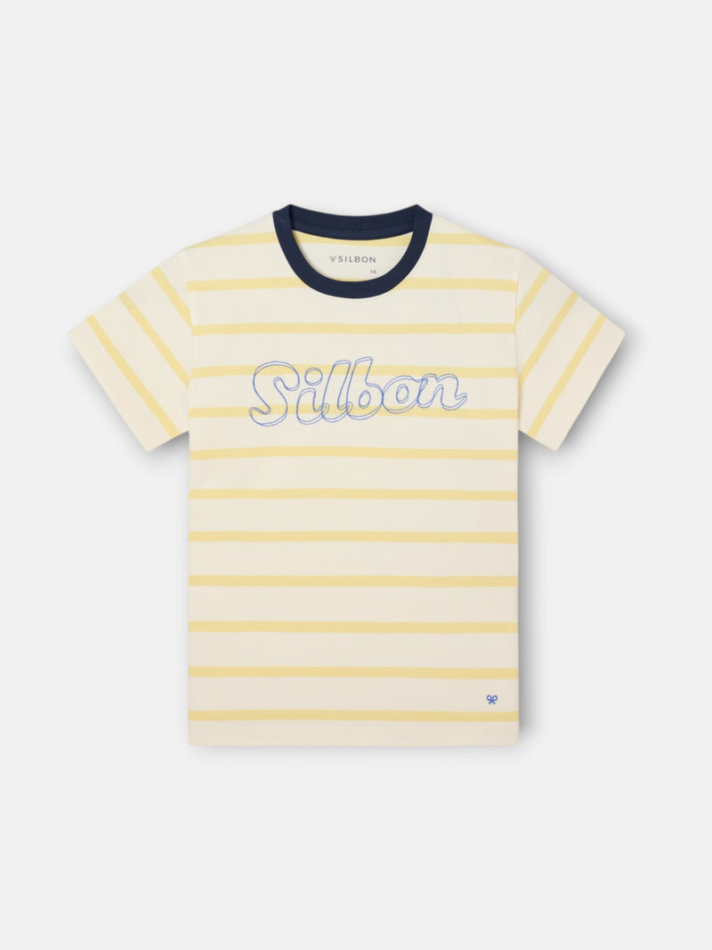 Camiseta kids raya fina stitching amarilla