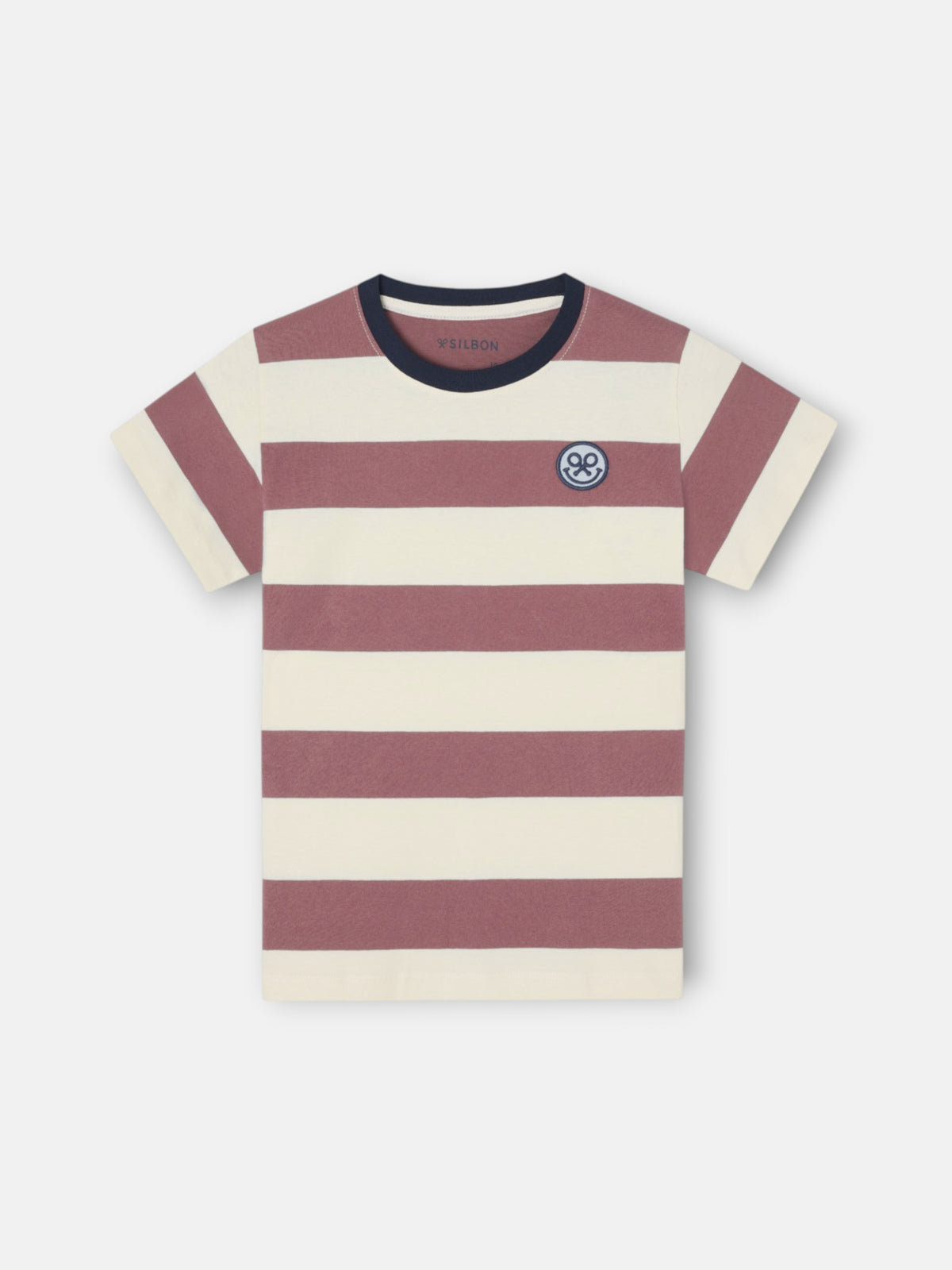 Camiseta kids raya ancha smile burdeos