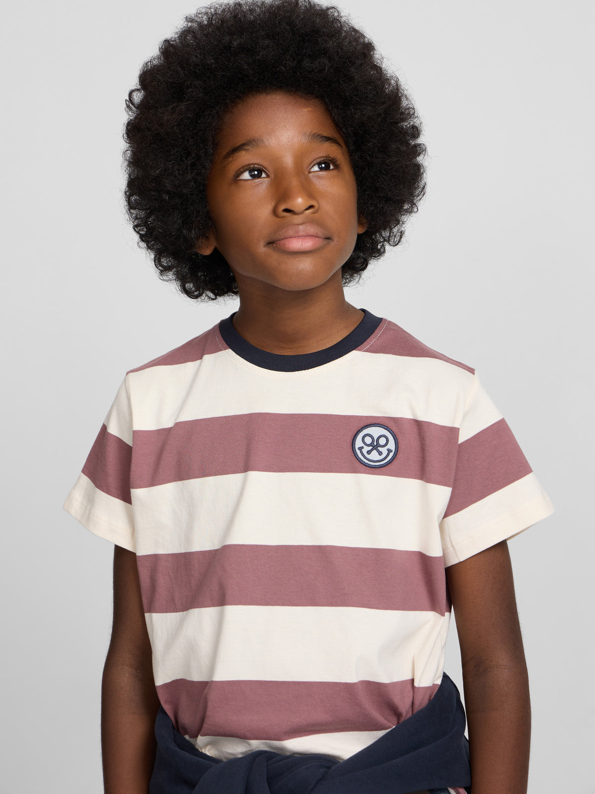T-shirt enfant à rayures larges smile bordeaux