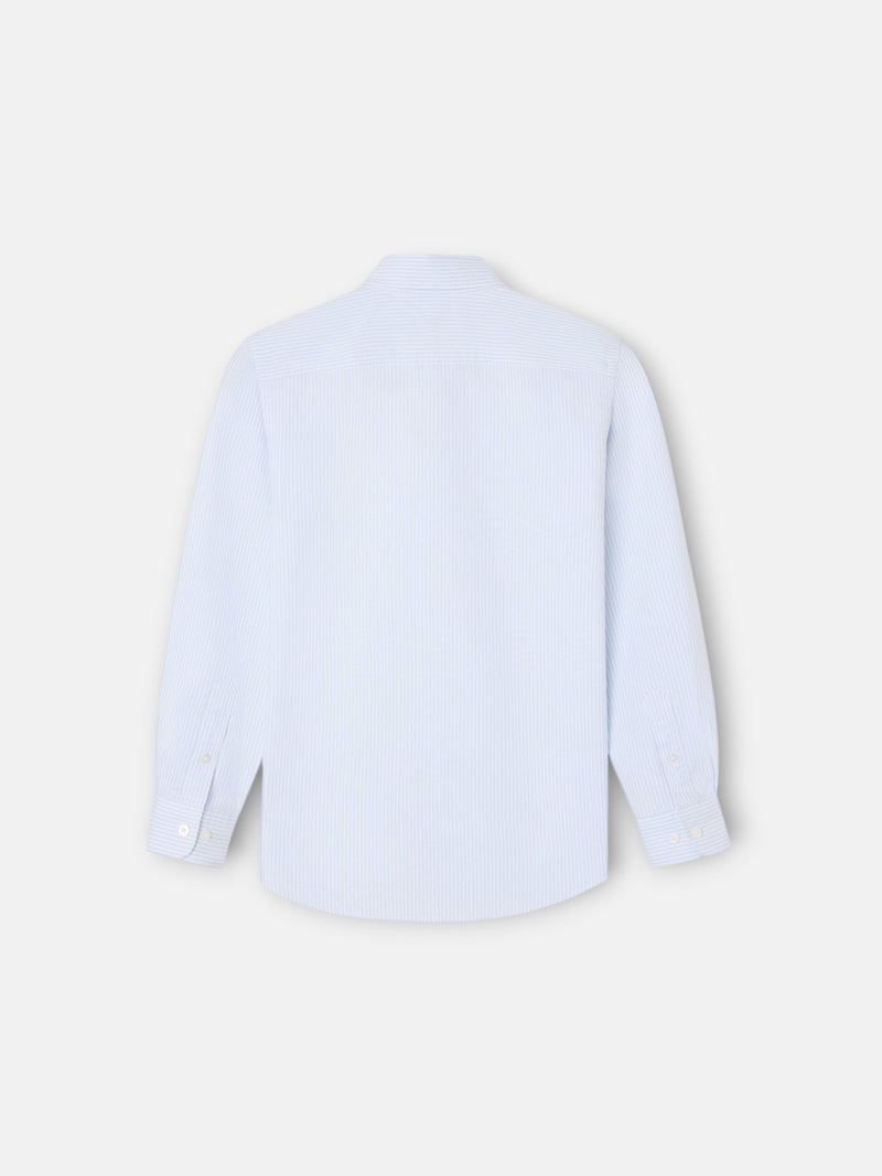 Chemise sport enfant rayée oxford bleu ciel