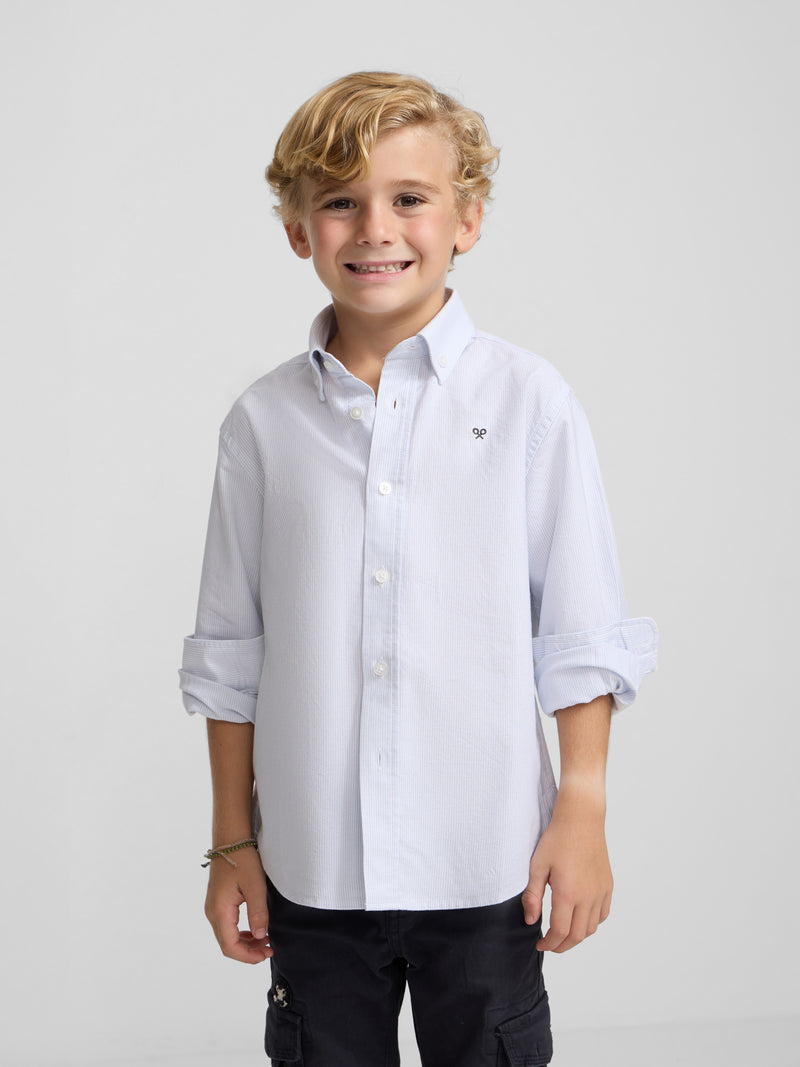 Camisa sport kids rayas oxford celeste