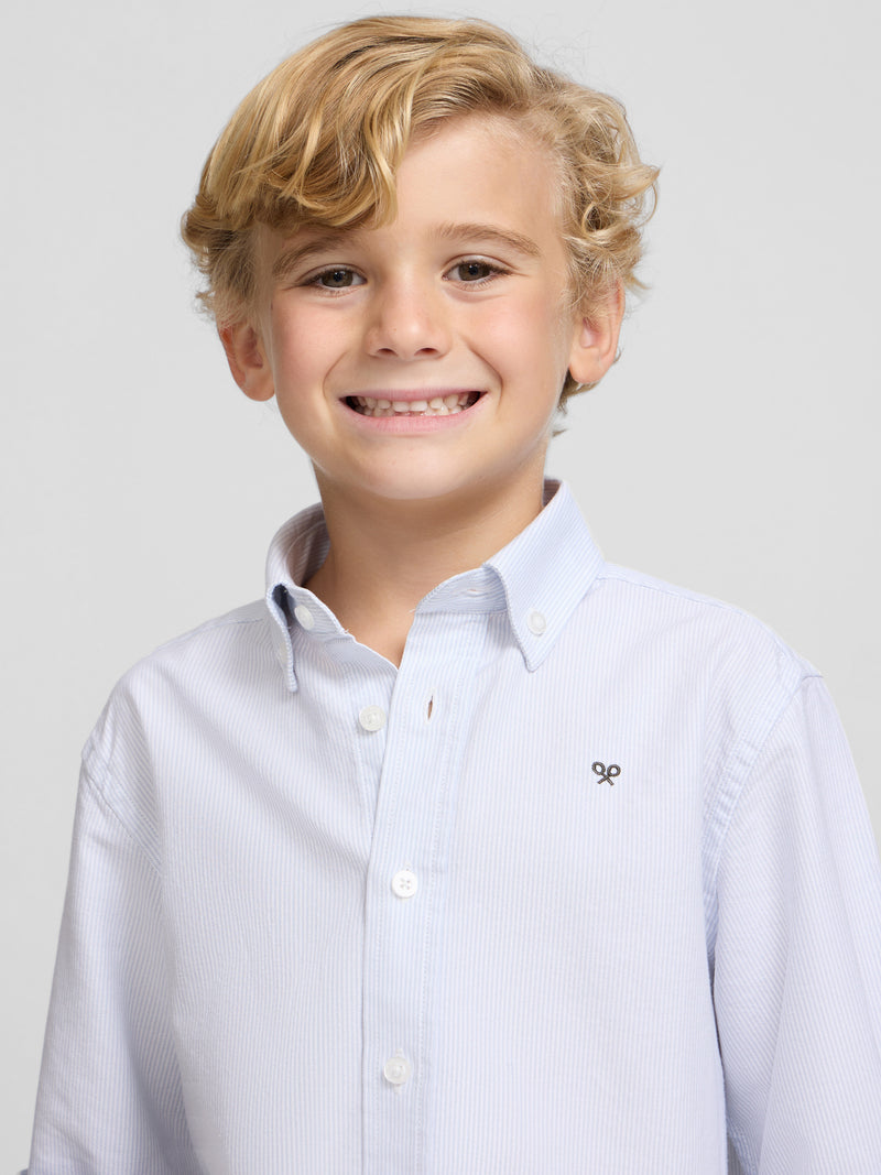 Camisa sport kids rayas oxford celeste