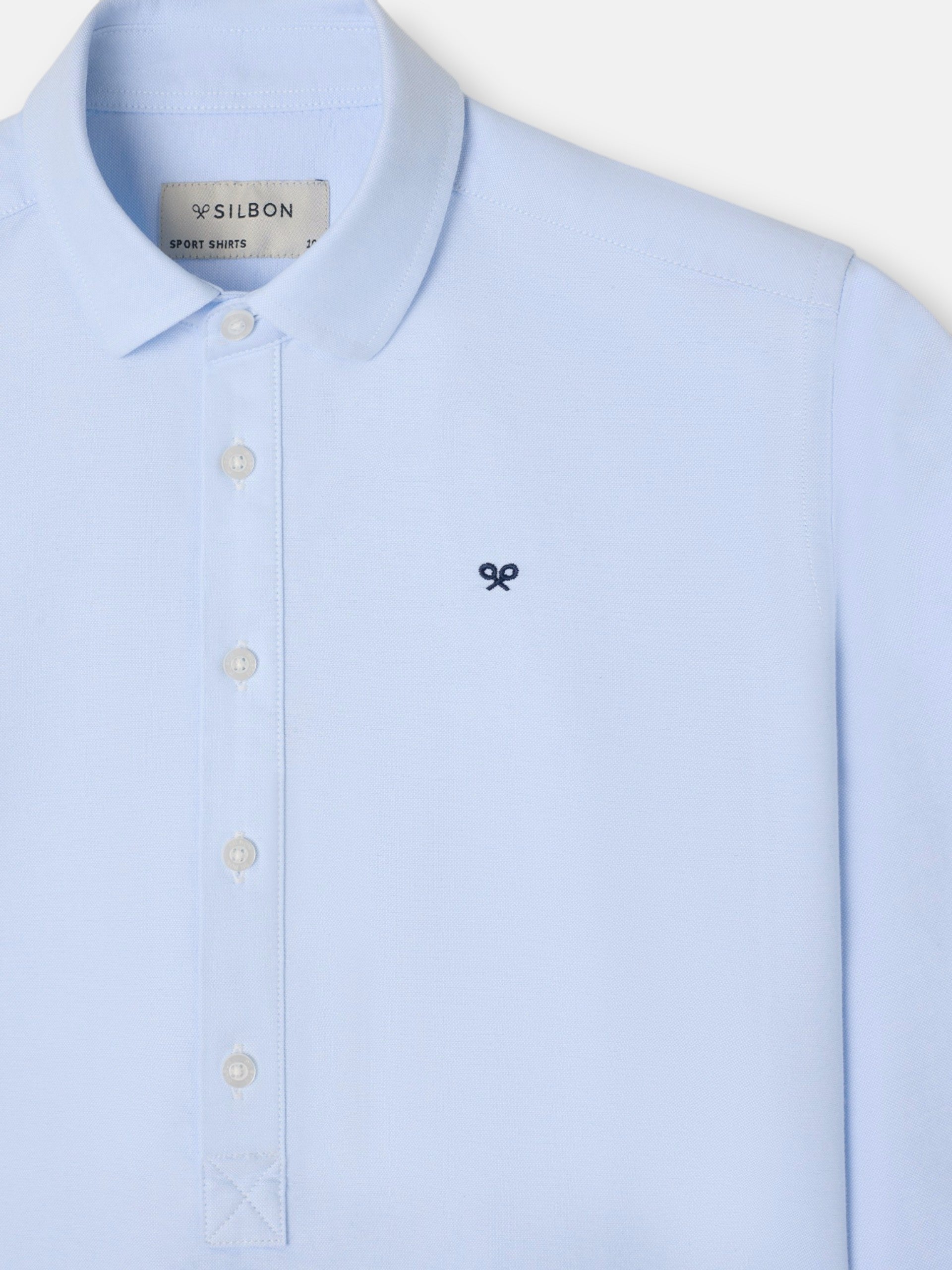 Polo desportivo clássico para crianças oxford azul-claro