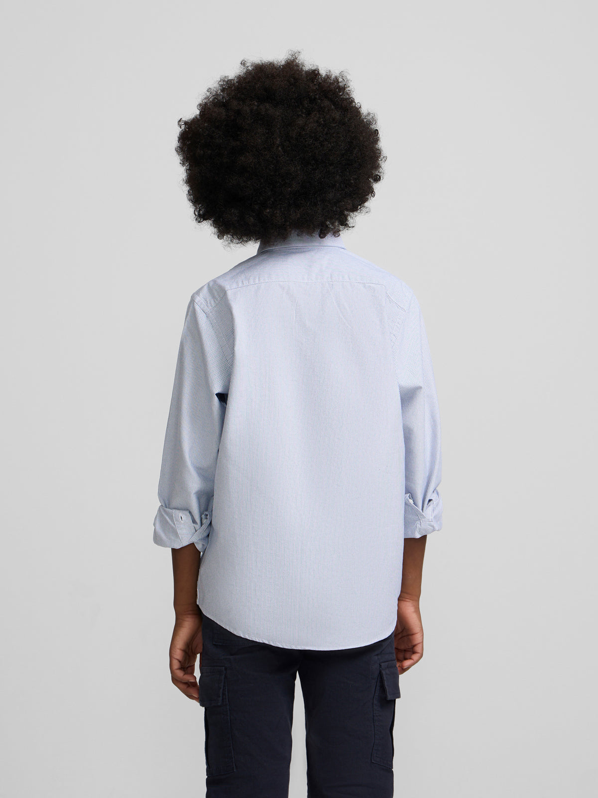 Camisa sport criança oxford mil riscas azul-marinho