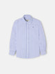 Camisa sport criança oxford risca bicolor azul marinho celeste