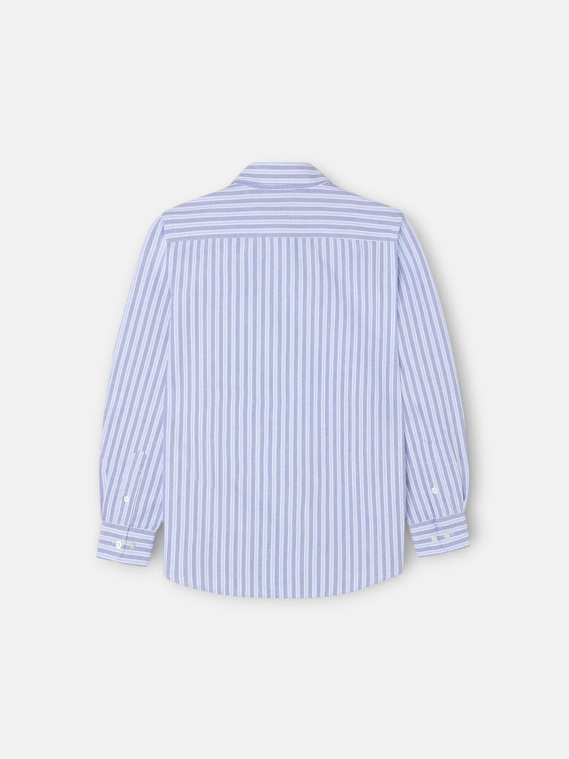 Camisa sport kids oxford raya bicolor navy celeste