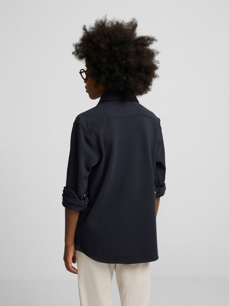 Camisa sport criança piqué azul-marinho