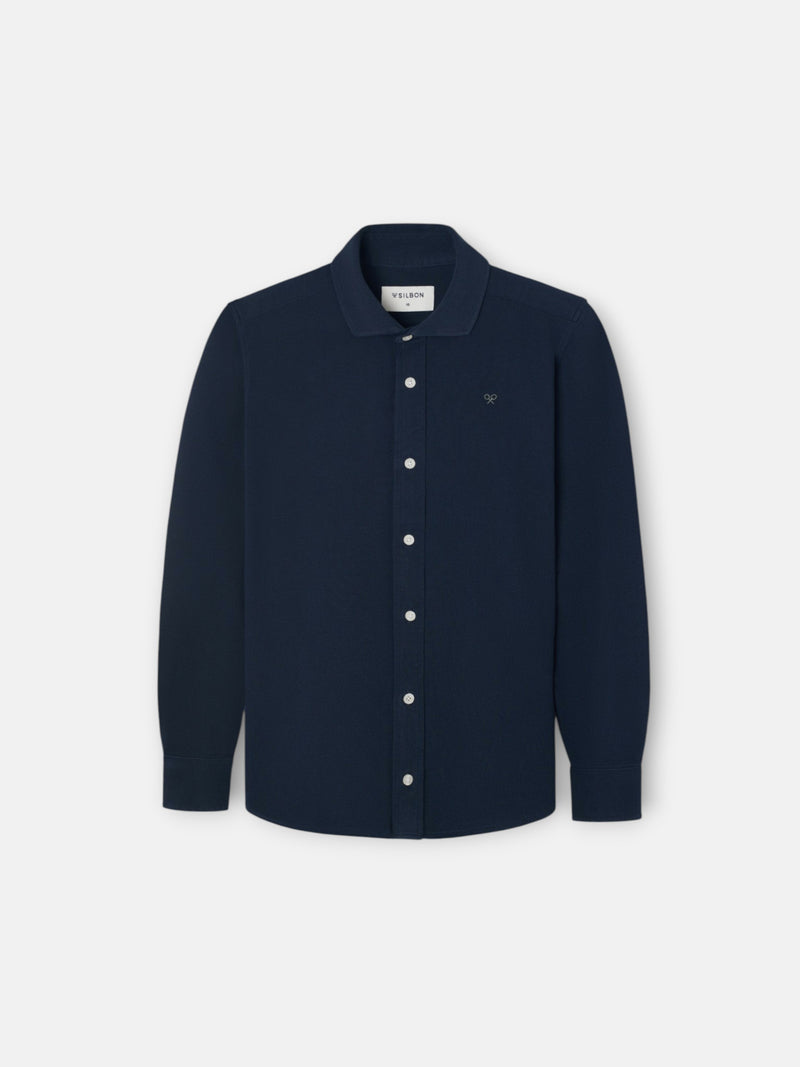 Camisa sport criança piqué azul-marinho