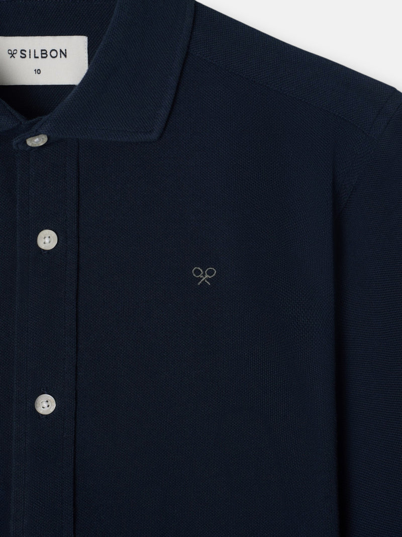 Camisa sport criança piqué azul-marinho