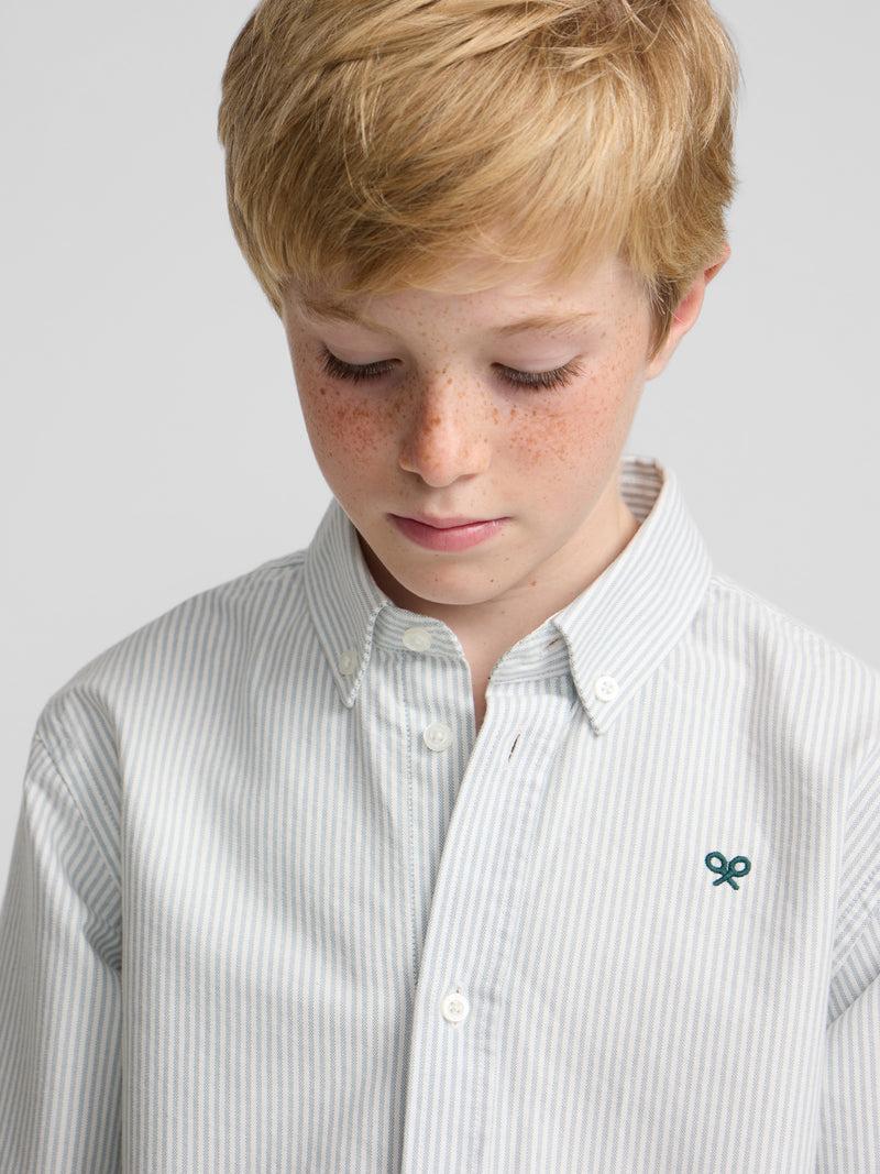 Camisa sport criança oxford riscas verde