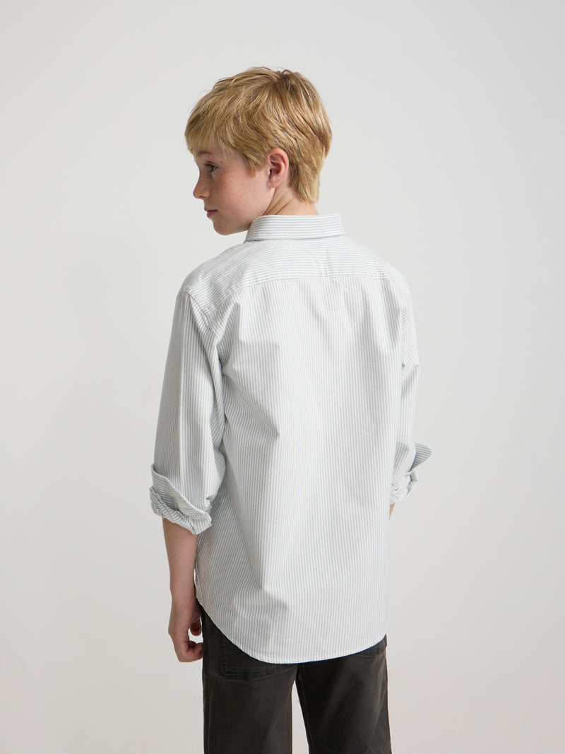 Camisa sport criança oxford riscas verde