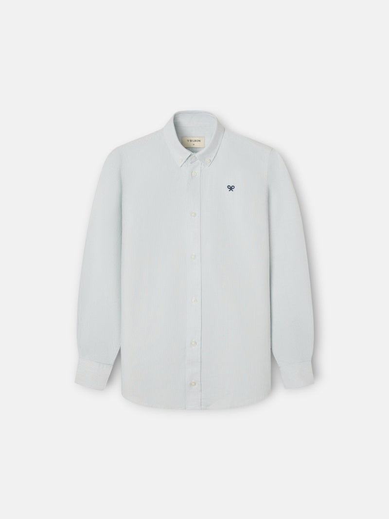 Camisa sport criança oxford mil riscas verde