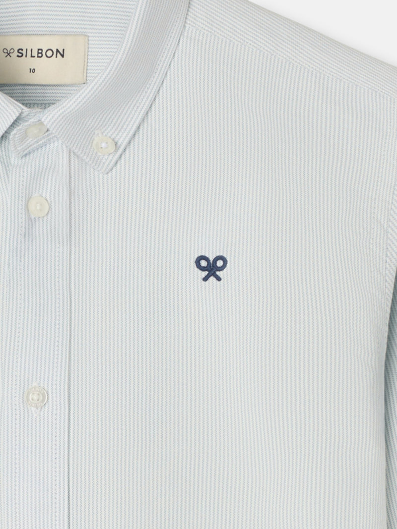 Camisa sport criança oxford mil riscas verde