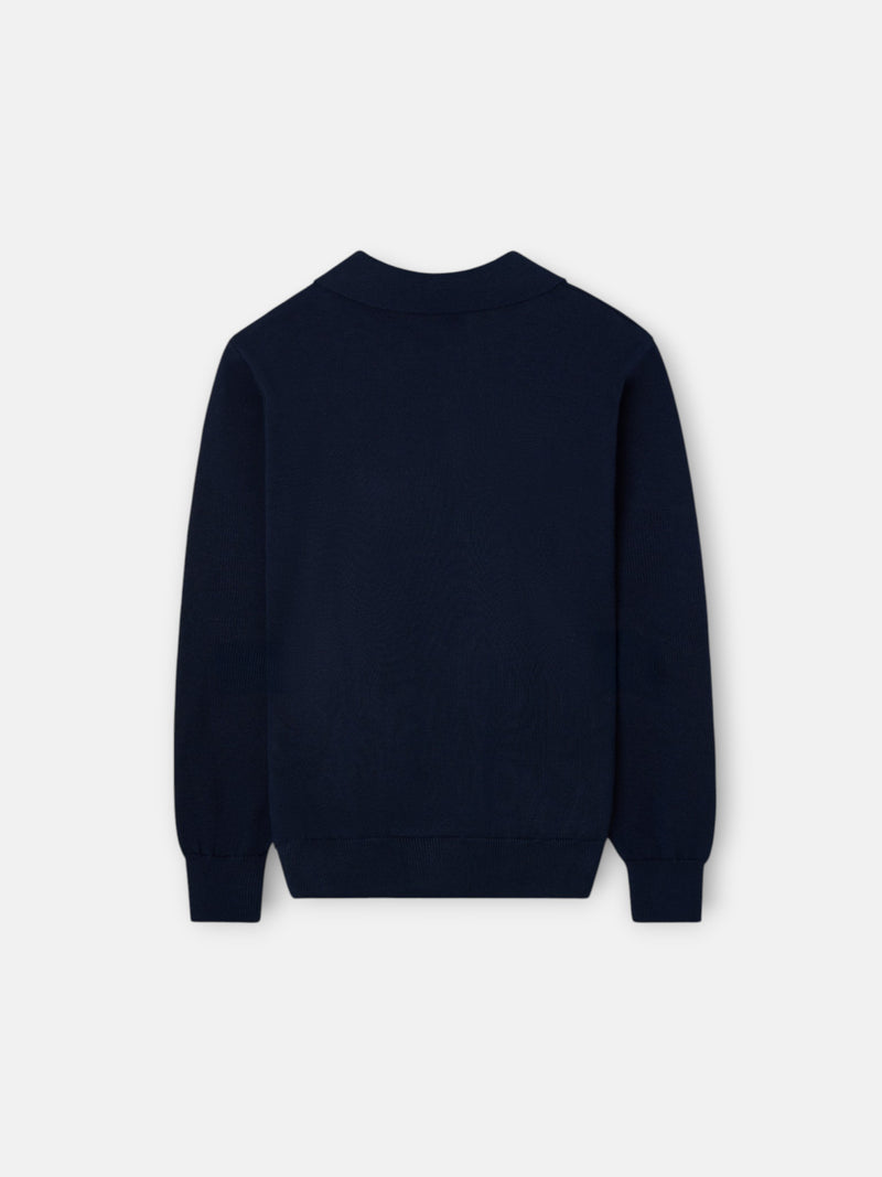 Pull enfant col polo marine