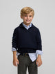 Pull enfant col polo marine