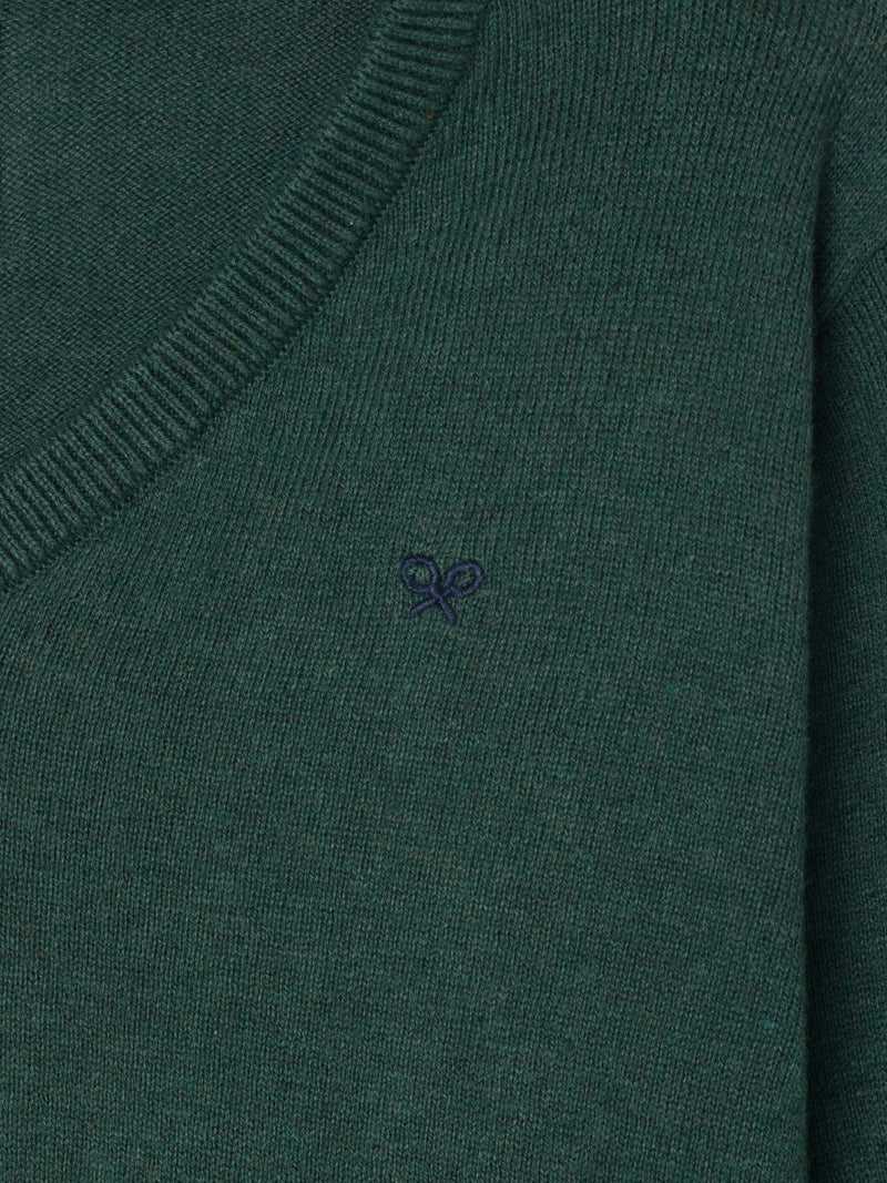 Kids' green V-neck sweater