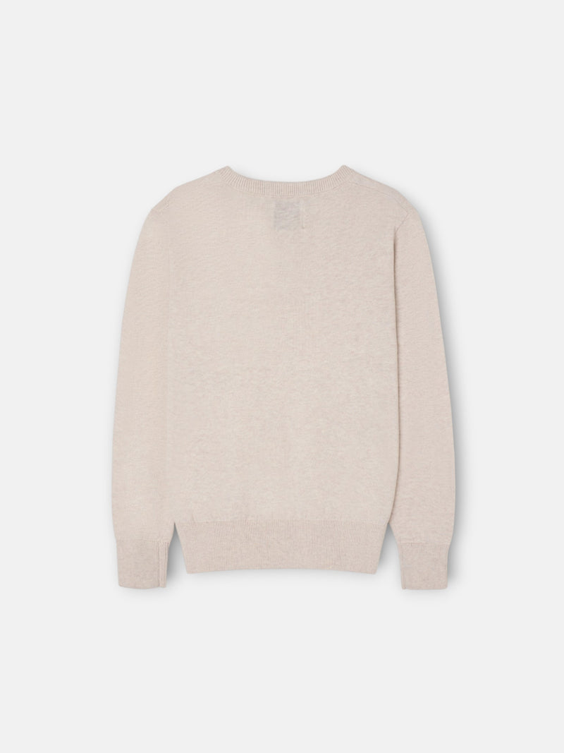 Jersey de criança decote em bico creme