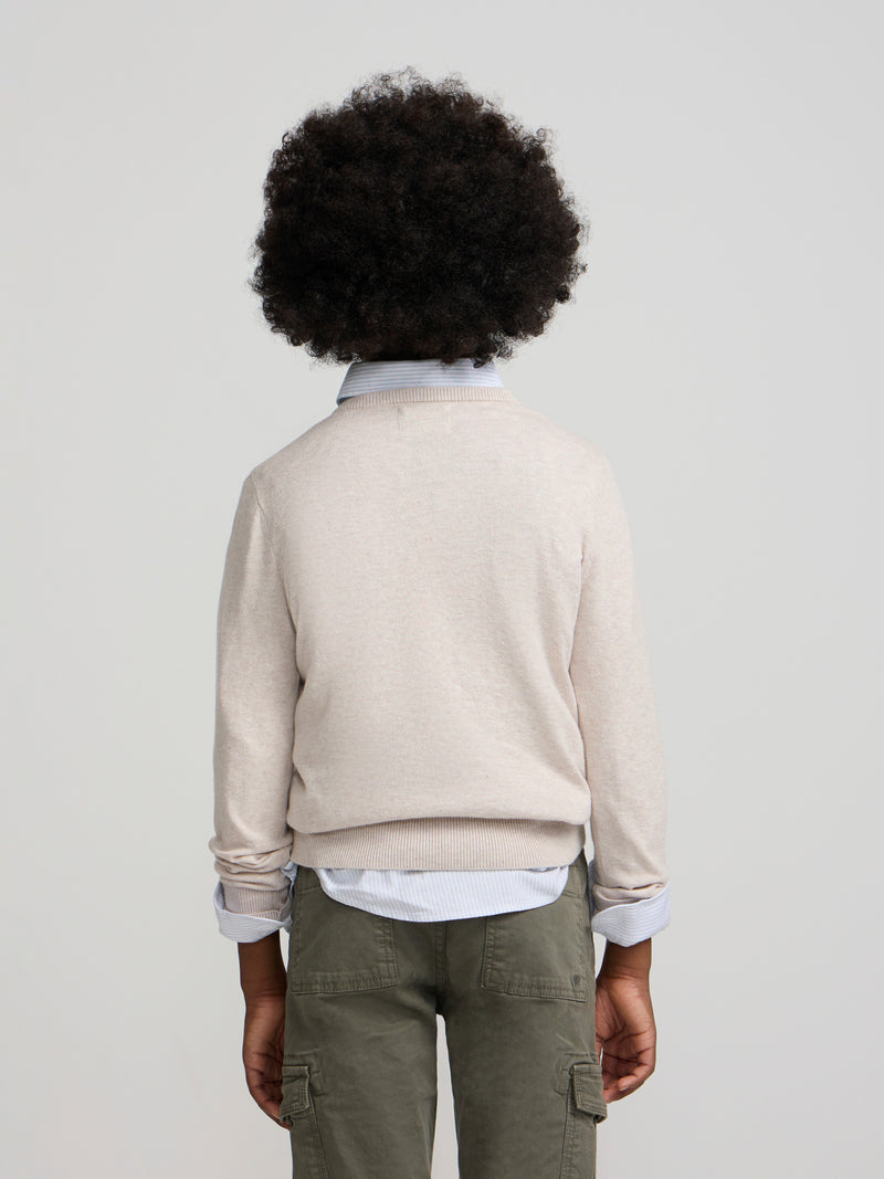 Jersey de criança decote em bico creme