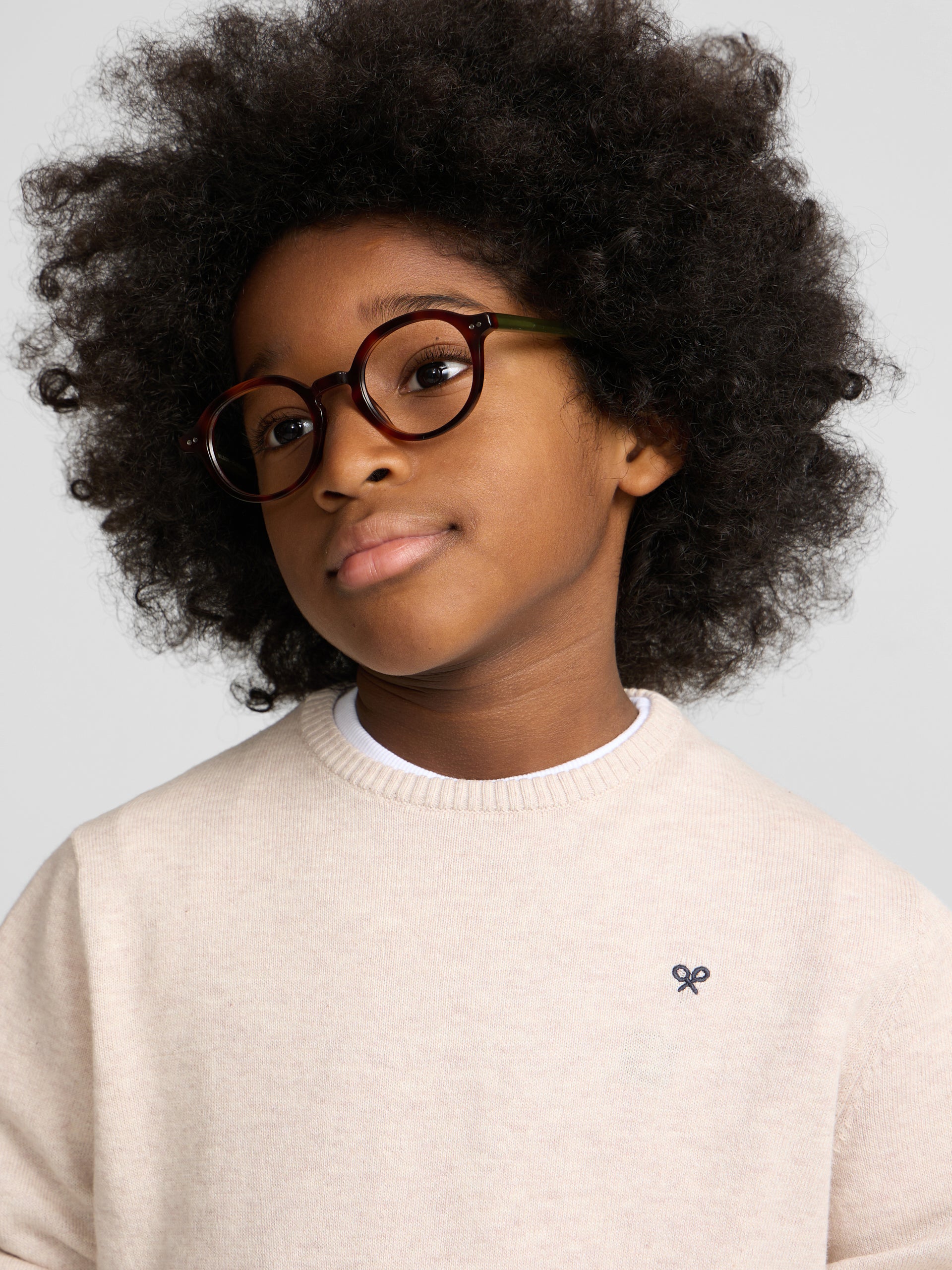 Jersey kids cuello redondo crema