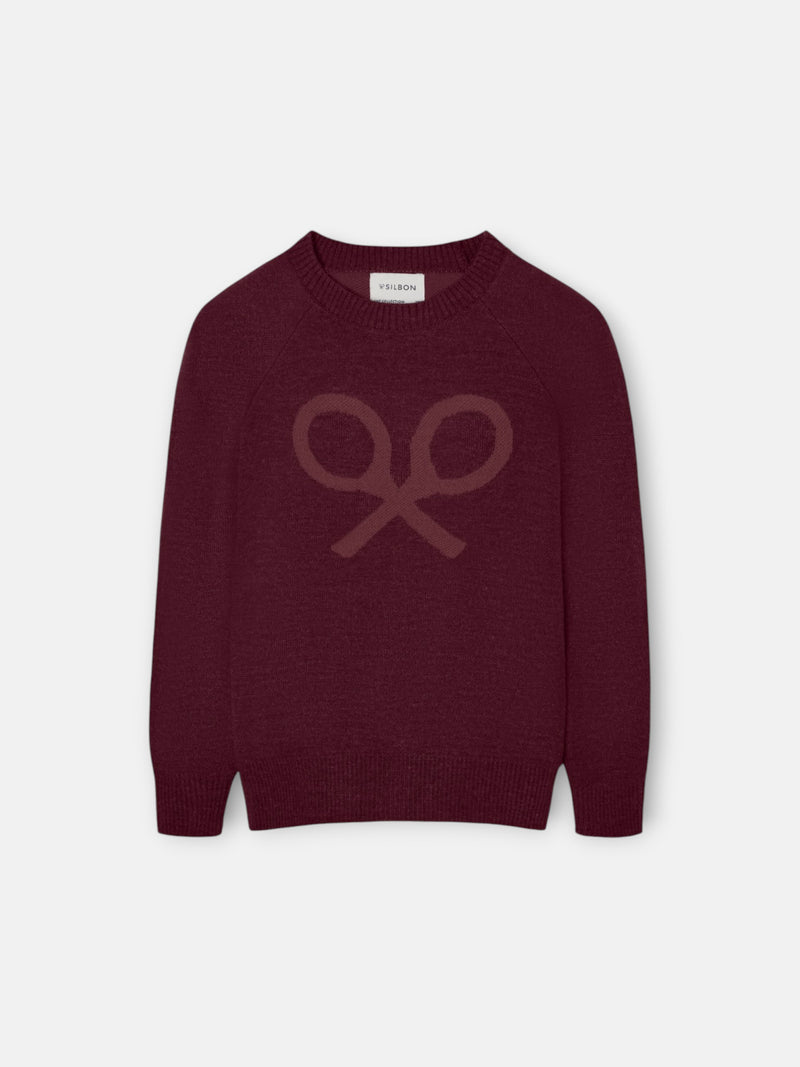 Camisola infantil raquete meia bordeaux