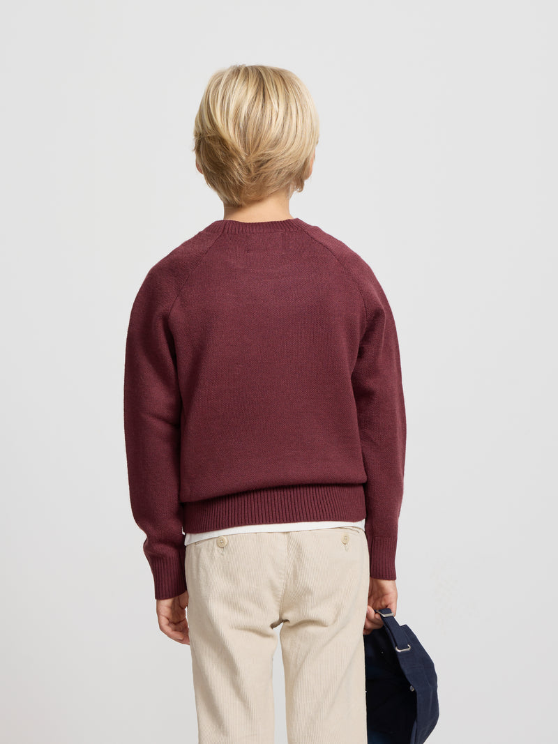 Kids burgundy half racket sweater