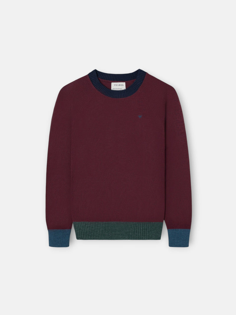 Pull enfant détails couleurs bordeaux