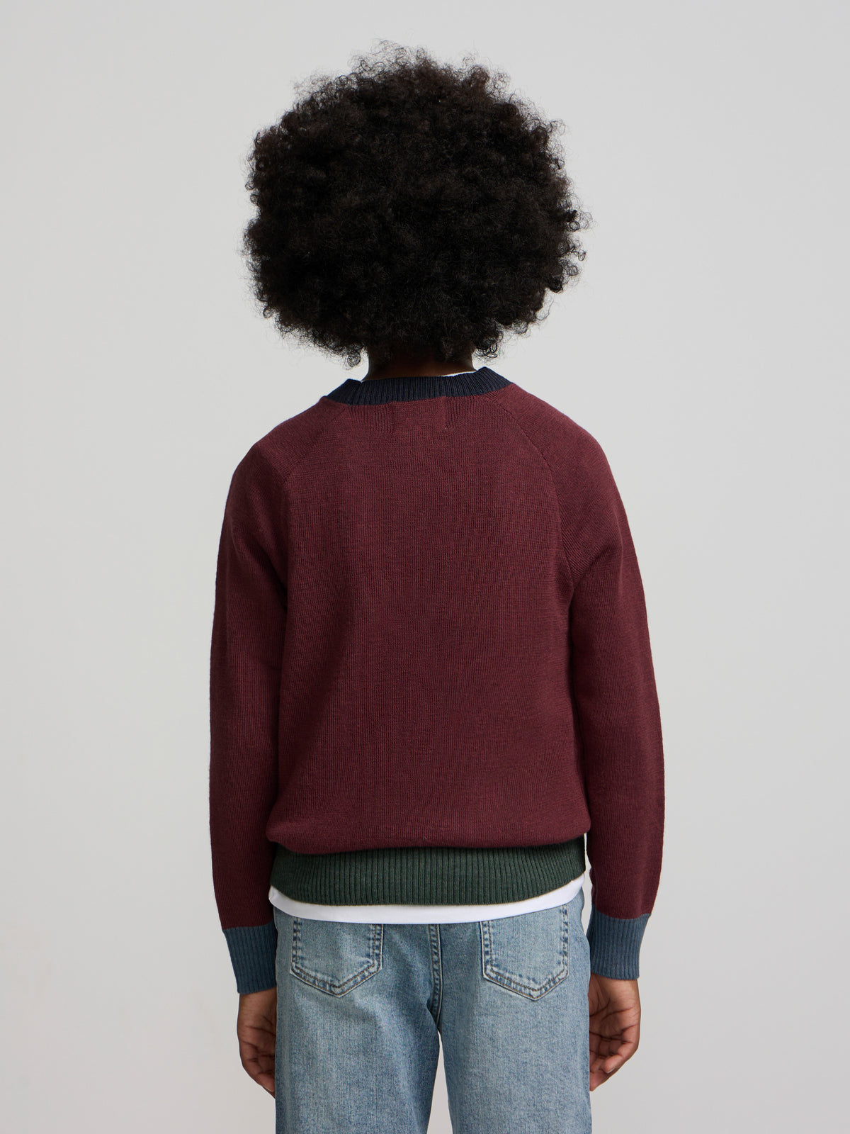 Pull enfant détails couleurs bordeaux