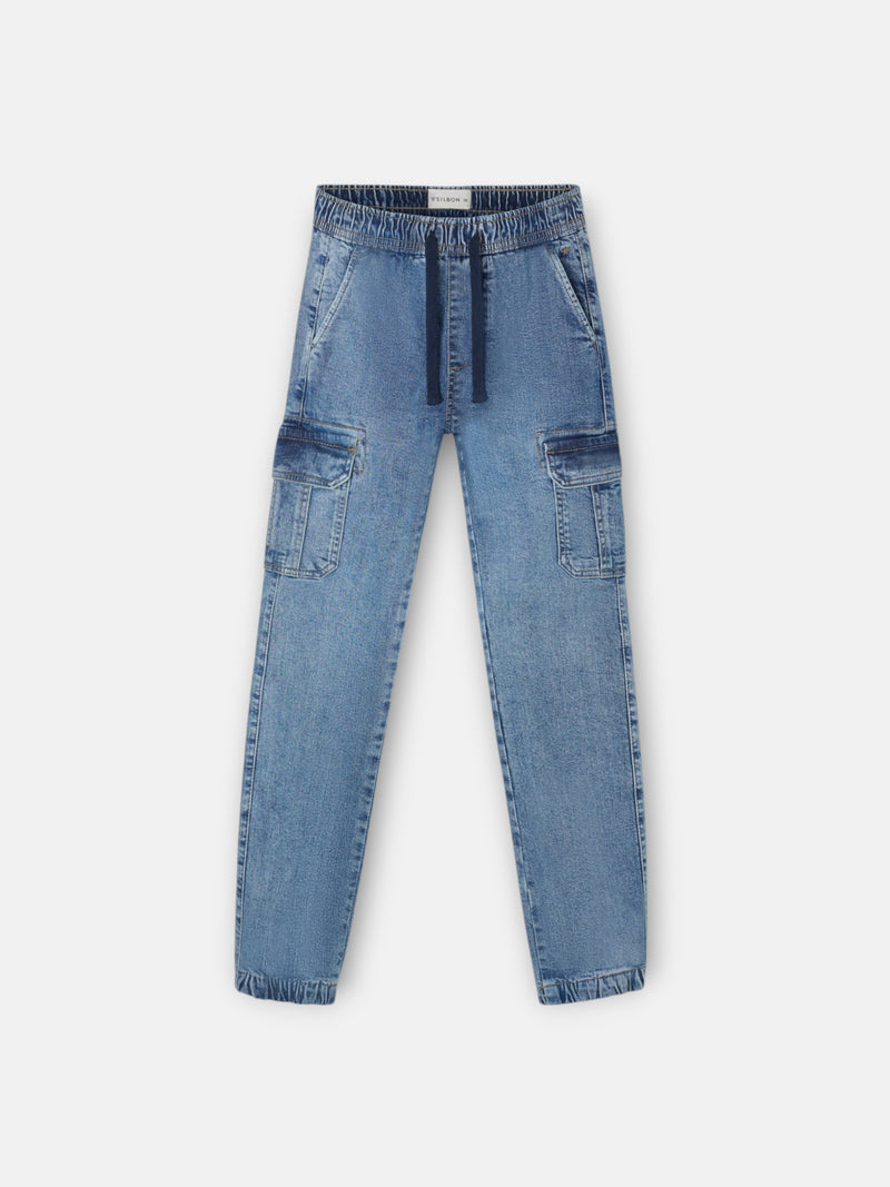Pantalon sport kids jogger denim azul
