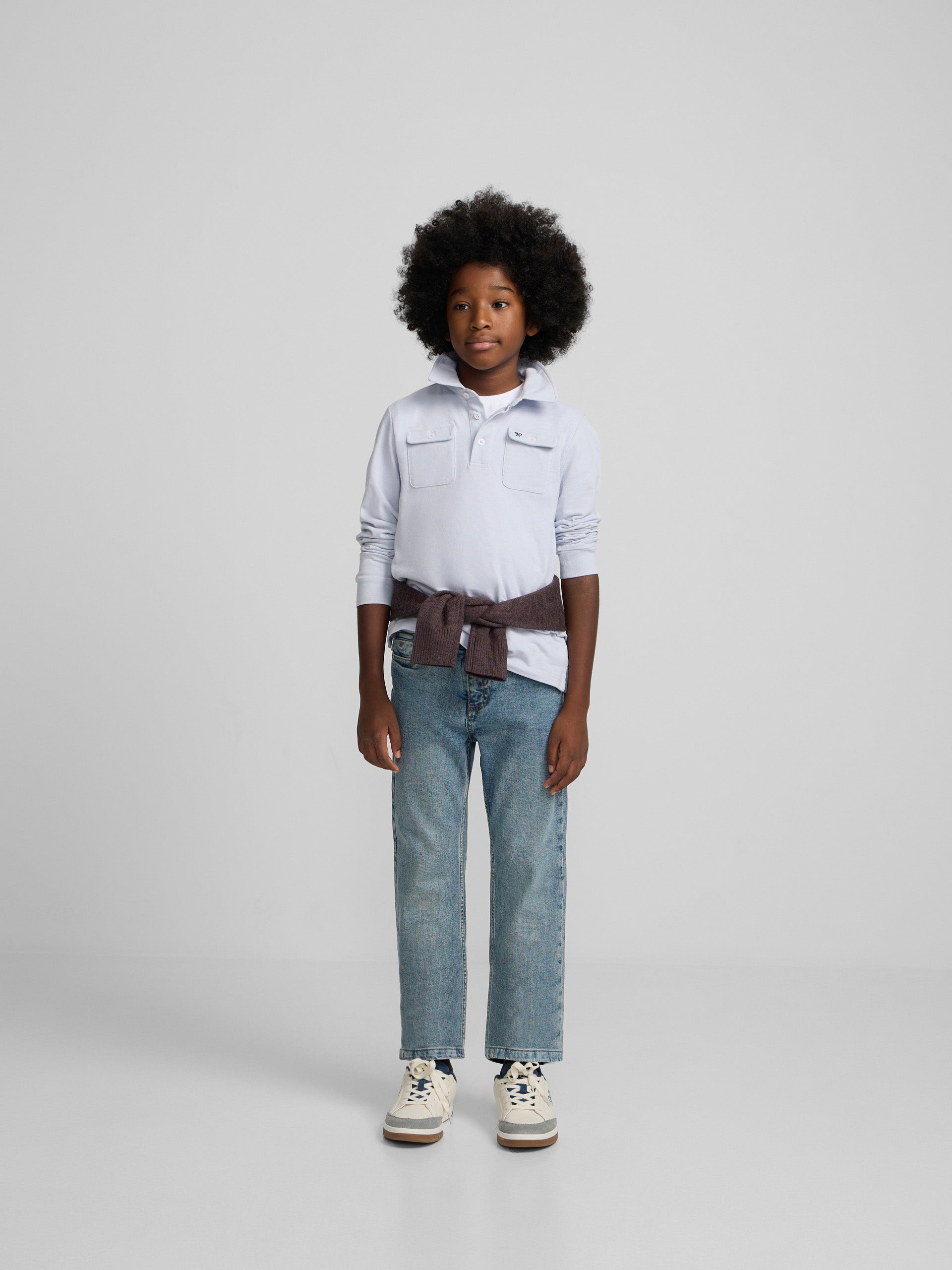 Kids' blue polo with pockets