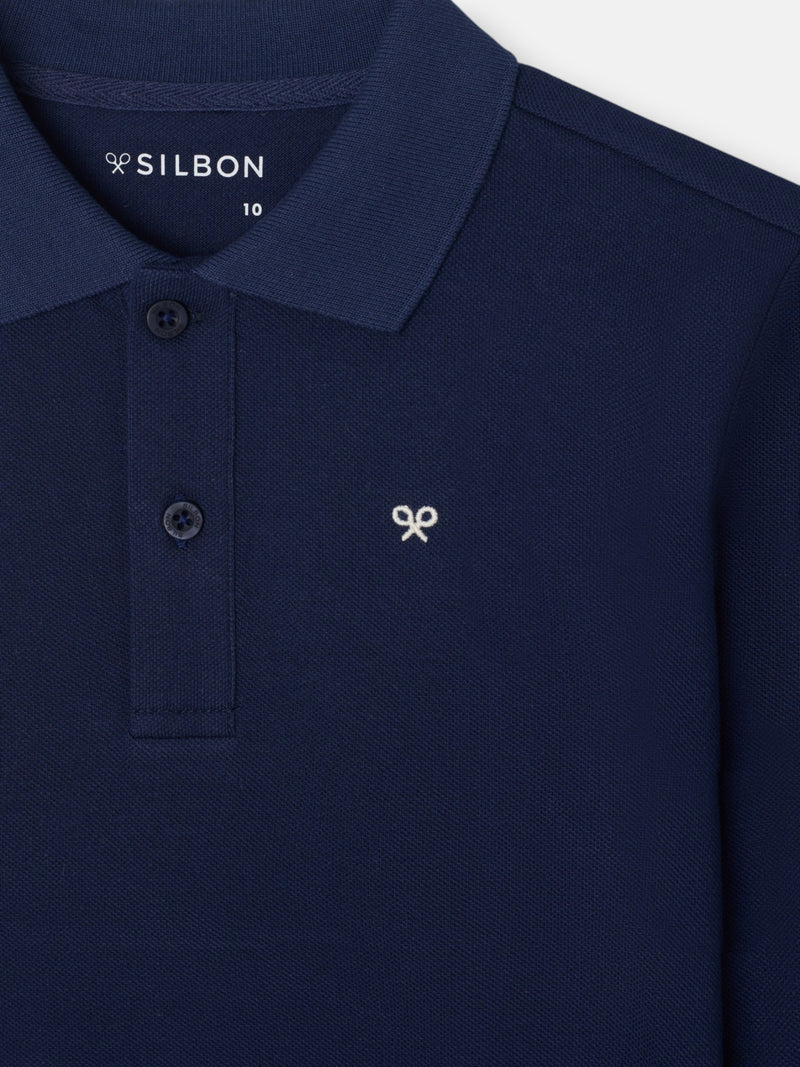 Navy blue patch kids polo