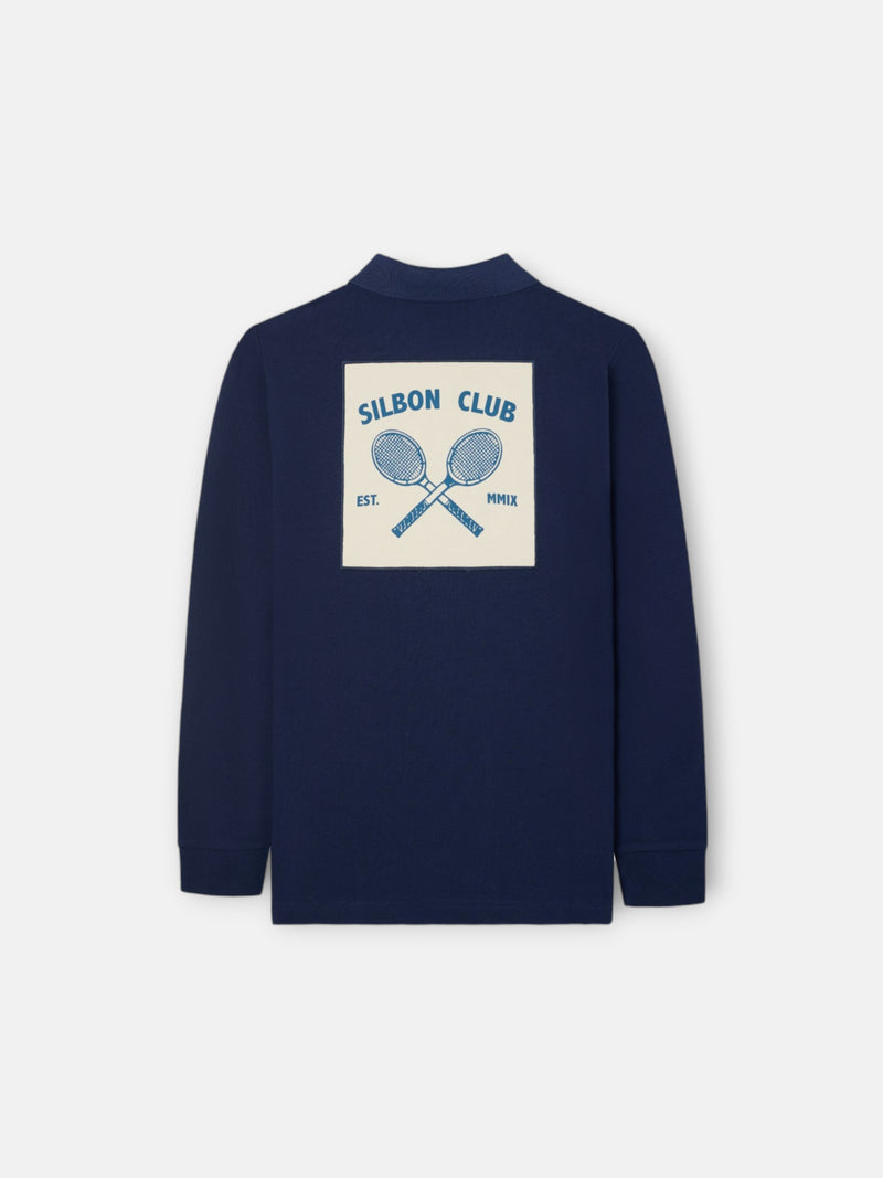 Navy blue patch kids polo