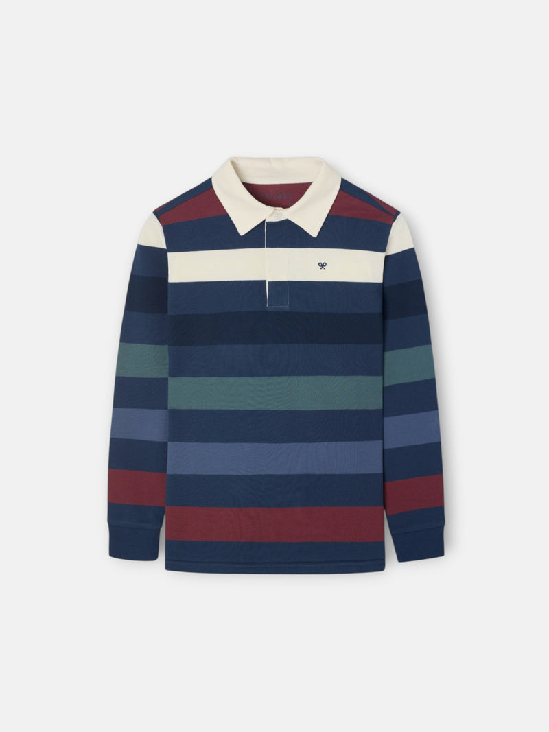 Polo criança riscas cores azul-marinho