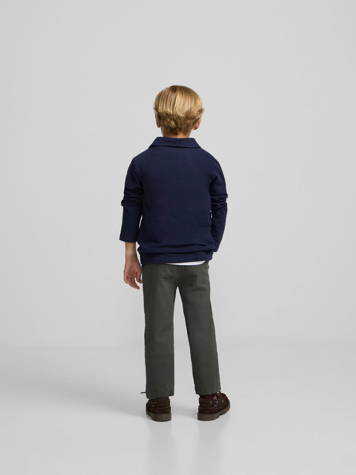Navy blue kids' polo with patches