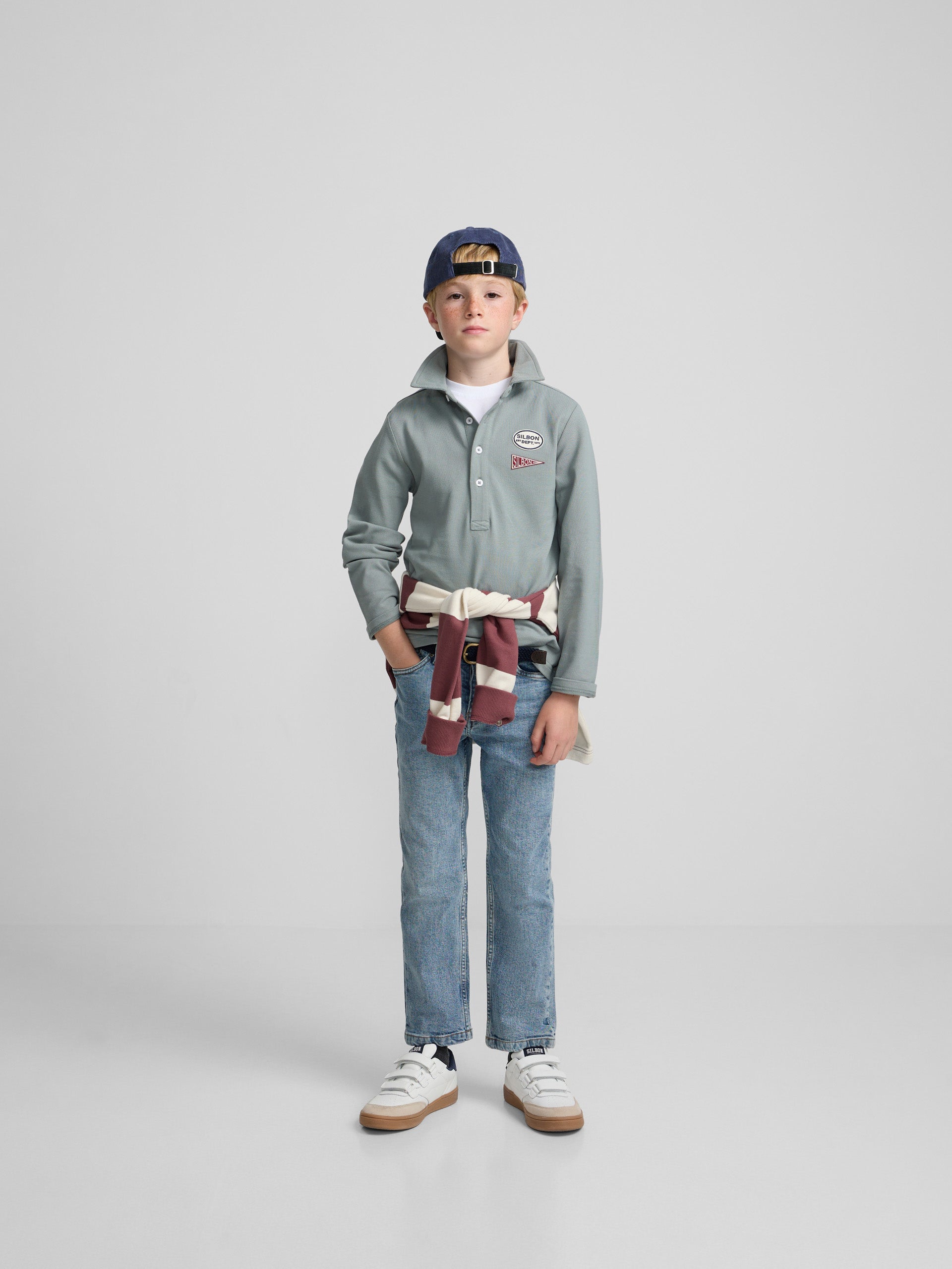 Polo enfant vert à patchs