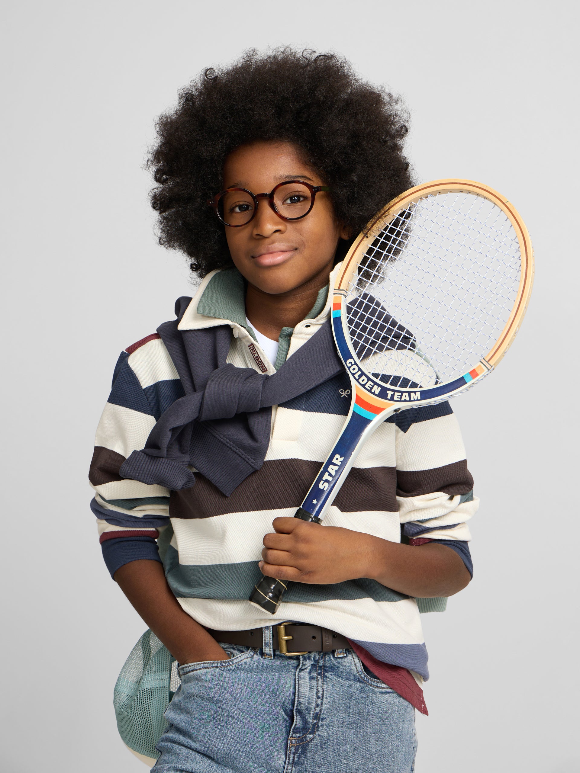 Polo kids rayas colores crema