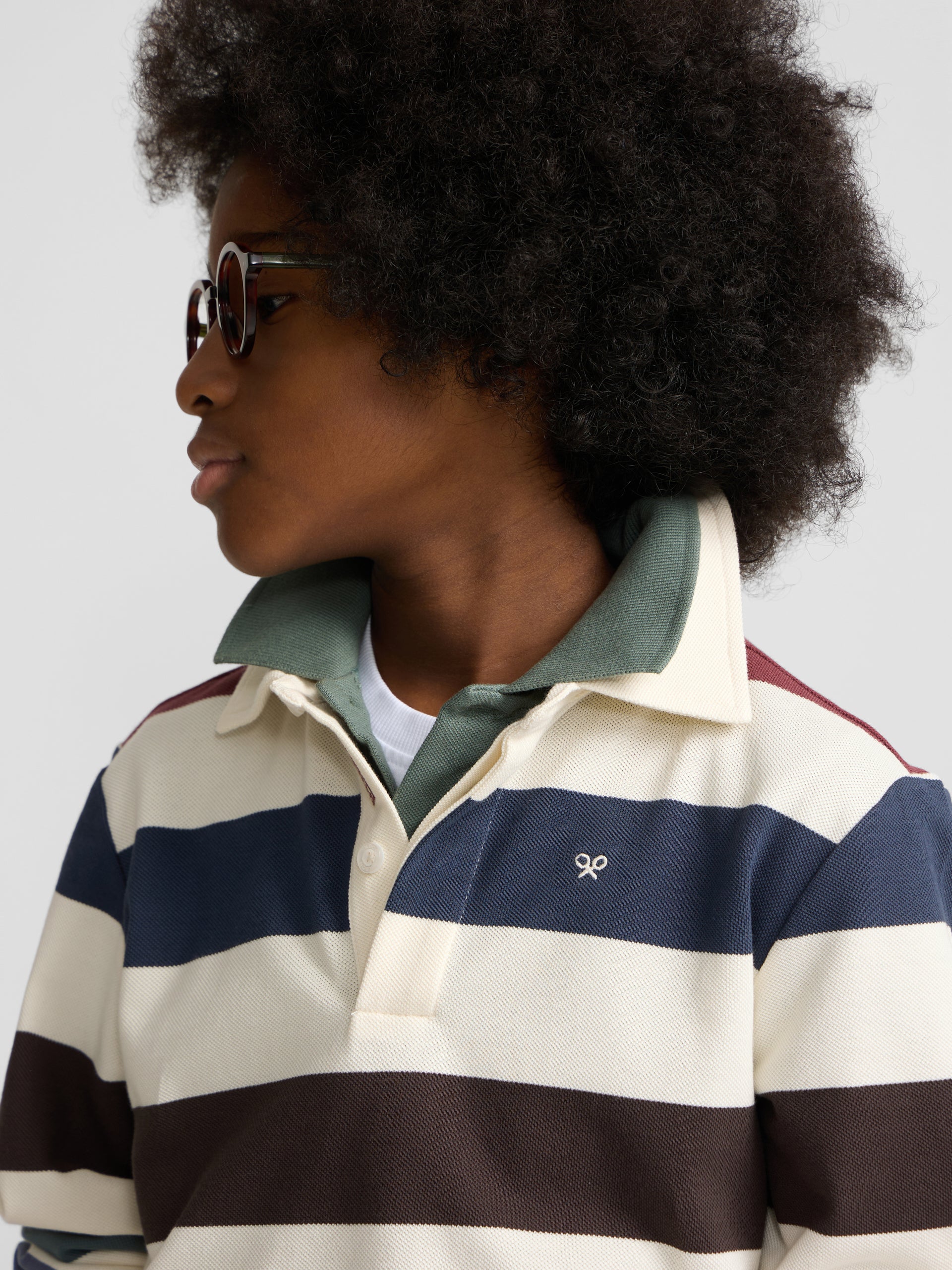 Polo kids rayas colores crema
