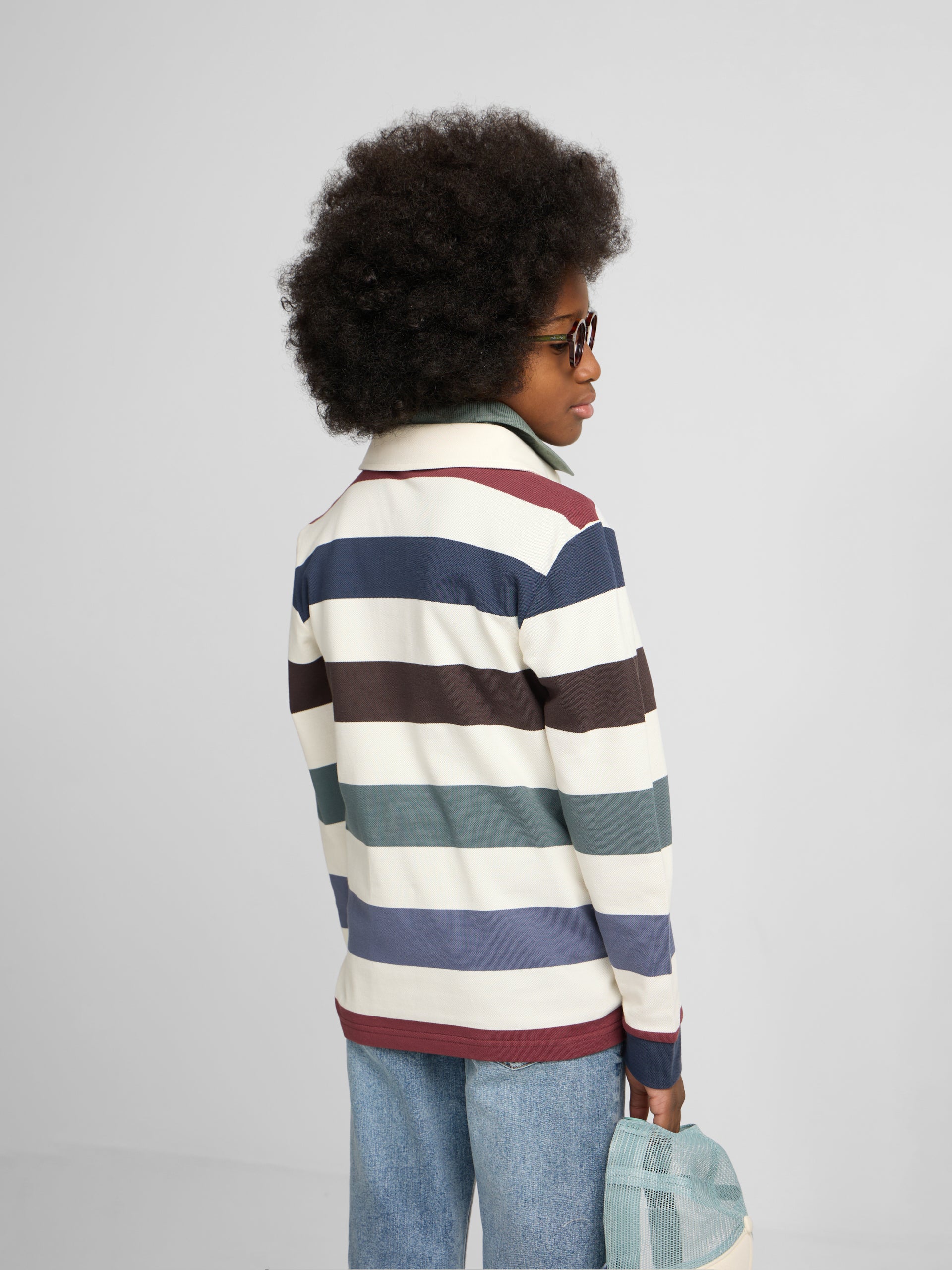 Polo kids rayas colores crema