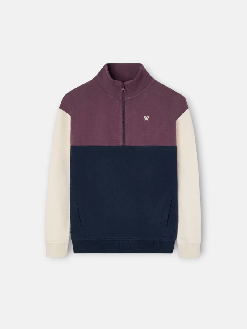 Sudadera kids media cremallera bloques azul marino